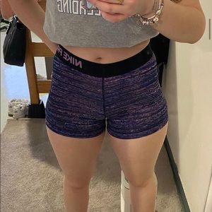 Purple Patterned Nike pros shorts (size: small)